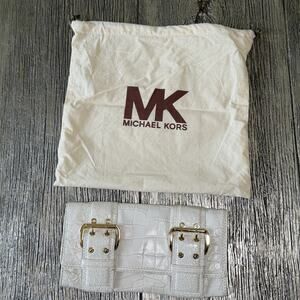 Michael Kors White Clutch Purse Wallet Embossed Alligator Croc Design W Dust Bag